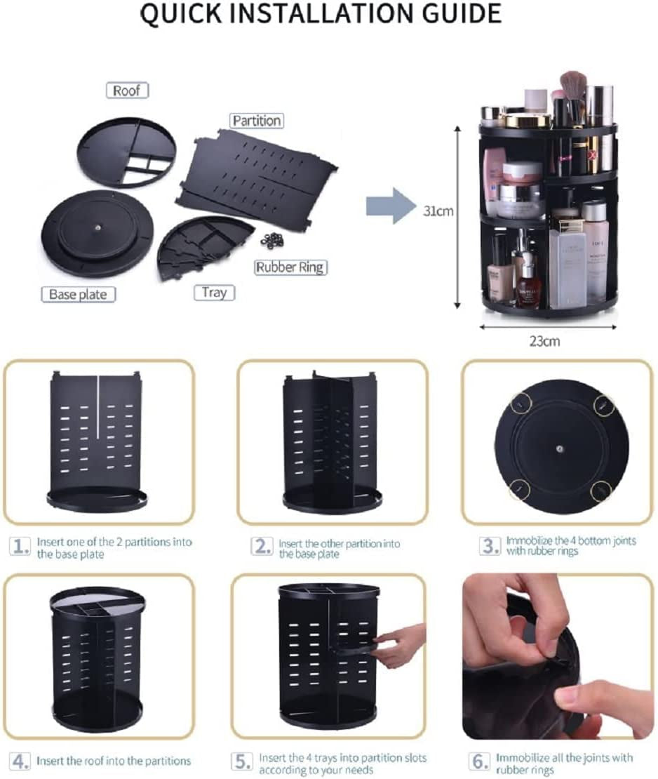 360 Degree Rotating Makeup Organizer for Mothers Day Gifts Extra Large Capacity Adjustable Multifunctional Cosmetic Storage Box for Skin Care Products Makeup Sponges