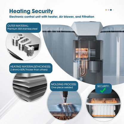 Inflatable Outdoor Hot Tub for 6 Person Square Spa with 120 Bubble Jets, Filter Cartridges