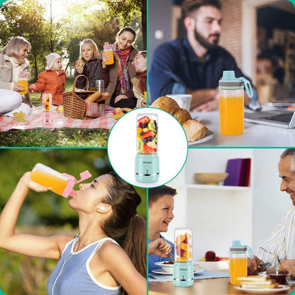 Portable Blender on the Go, Mini Juicer Blender for Shakes and Smoothies, Personal Blender USB Rechargeable with 2 Juice Cup (Blue)
