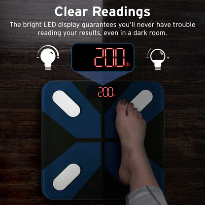 Scale for Body Weight, Smart Digital Bathroom Weighing Scales with Body Fat and Water Weight for People, Bluetooth BMI Electronic Body Analyzer Machine, 400Lb