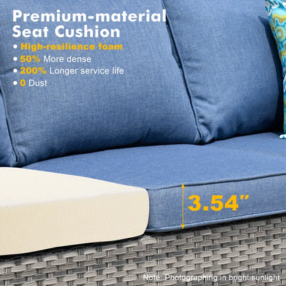 Lovall Rattan Wicker 7 - Person Seating Group with Fire Pit and Cushions