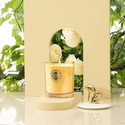 Rose Scented Candles, Candles Gifts for Women, Decorative Candles with Cute Squirrel Lid, Luxury Jar Candles for Home Decor, Natural Soy Wax, 8.5 Oz 60 Hours