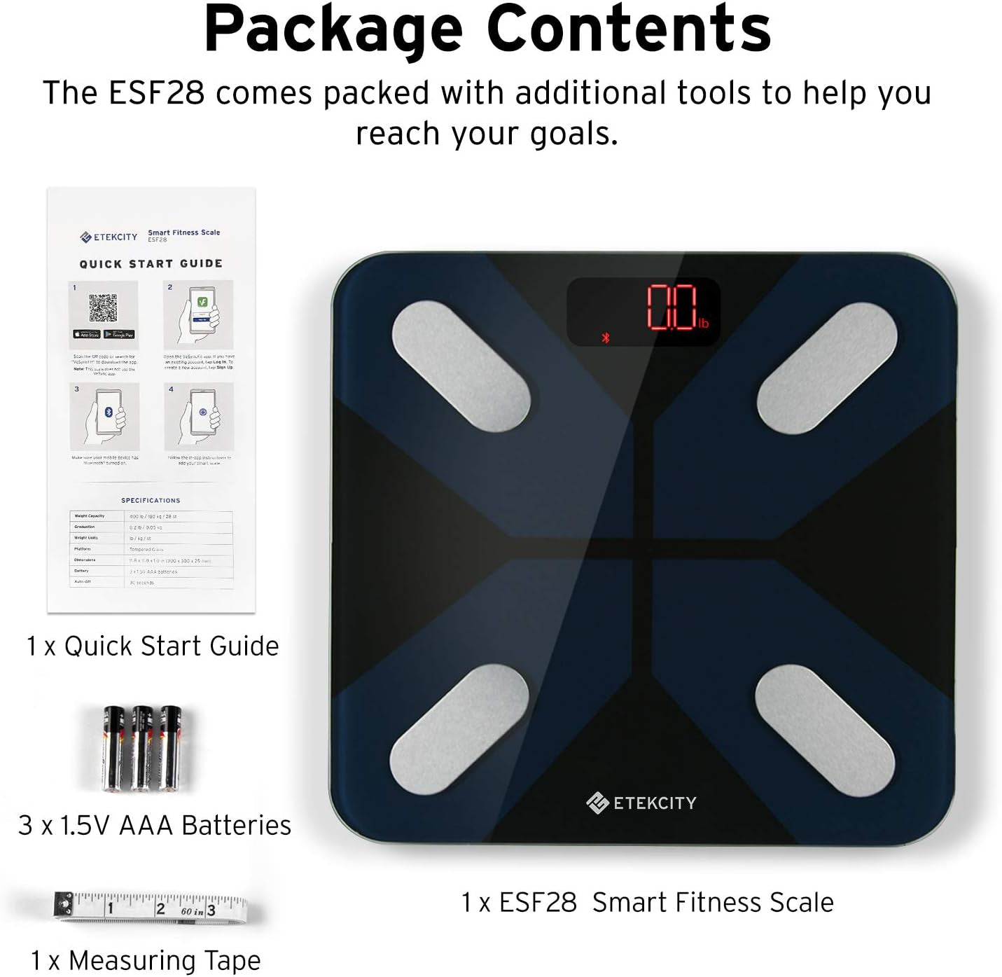 Scale for Body Weight, Smart Digital Bathroom Weighing Scales with Body Fat and Water Weight for People, Bluetooth BMI Electronic Body Analyzer Machine, 400Lb