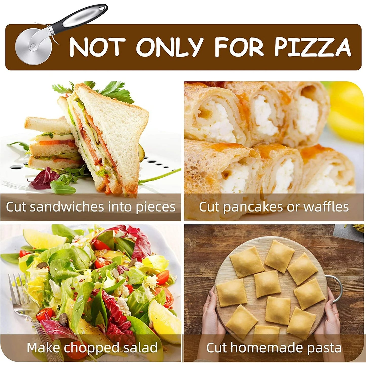 Pizza Cutter Wheel,  Food Grade Stainless Steel Super Sharp Pizza Cutter, Heavy Duty Pizza Slicer Wheel Cutter with Non Slip Handle and Finger Protector