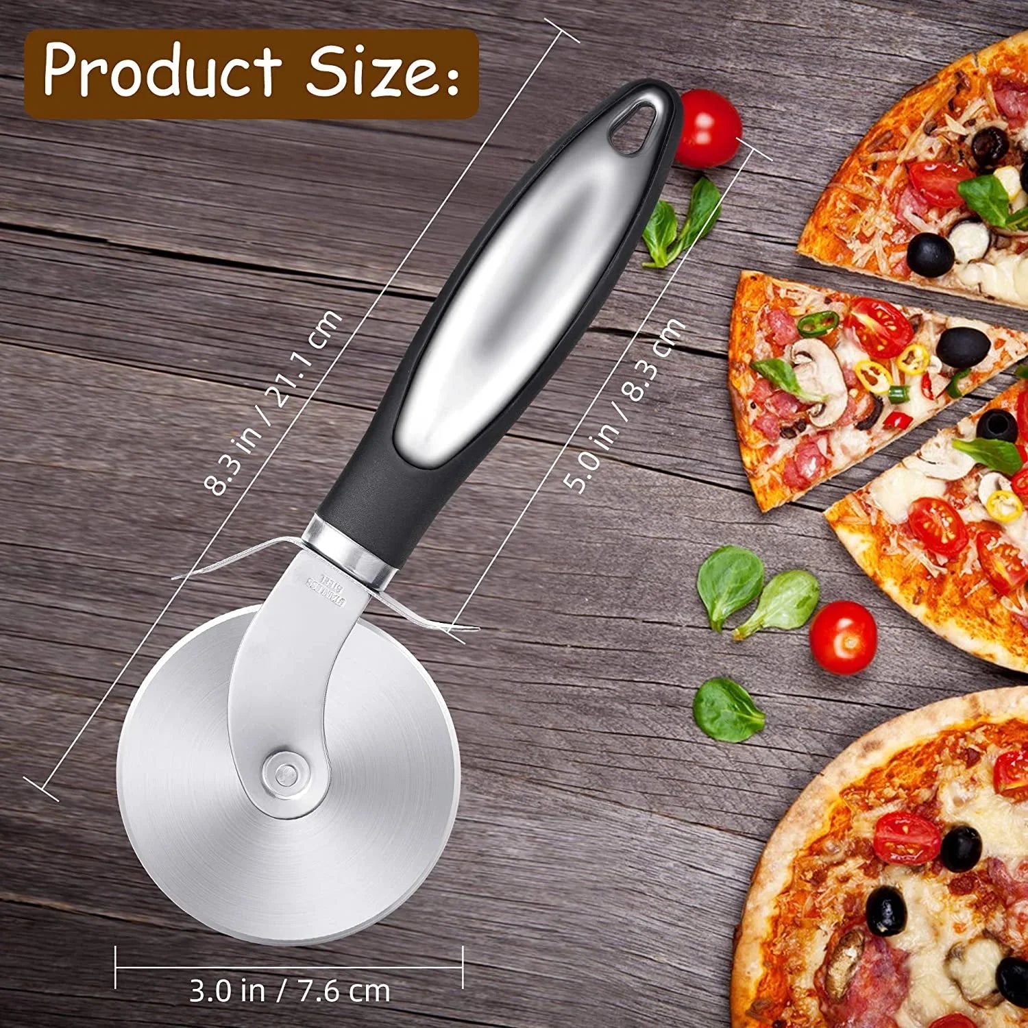 Pizza Cutter Wheel,  Food Grade Stainless Steel Super Sharp Pizza Cutter, Heavy Duty Pizza Slicer Wheel Cutter with Non Slip Handle and Finger Protector