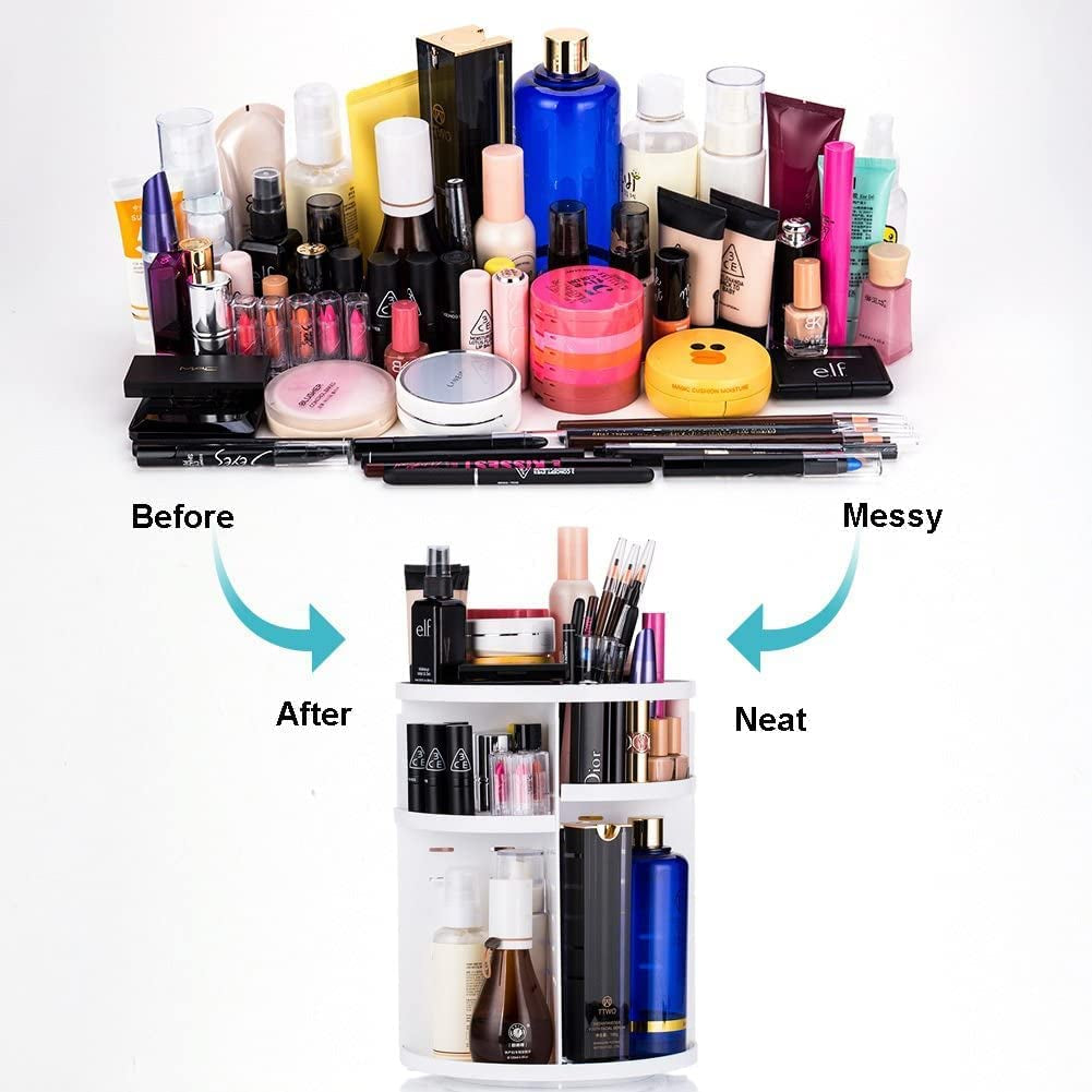 360 Degree Rotating Makeup Organizer for Mothers Day Gifts Extra Large Capacity Adjustable Multifunctional Cosmetic Storage Box for Skin Care Products Makeup Sponges