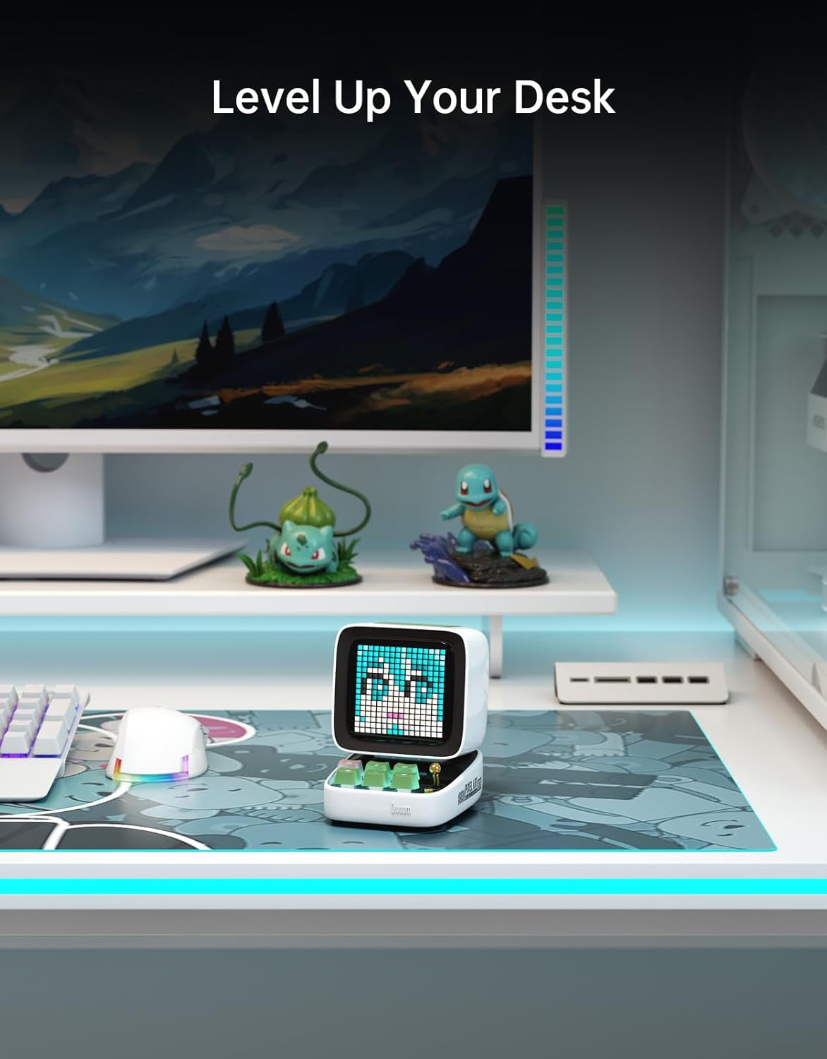 Ditoo Retro Pixel Art Game Bluetooth Speaker with 16X16 LED App Controlled Front Screen (White)