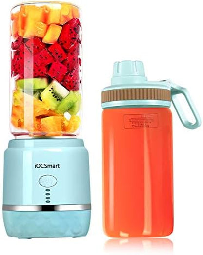 Portable Blender on the Go, Mini Juicer Blender for Shakes and Smoothies, Personal Blender USB Rechargeable with 2 Juice Cup (Blue)