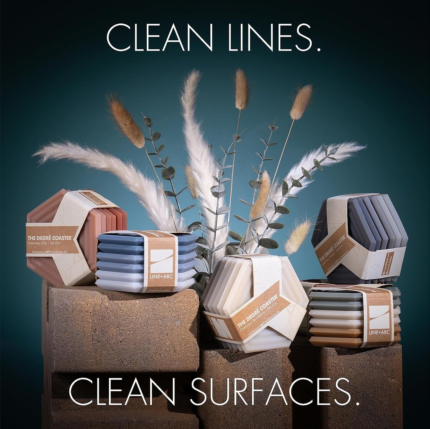 Extra Thick Silicone Coasters (As Seen in Nytimes Wirecutter) Waterproof Anti-Stain Heat-Safe Dishwasher-Safe Degrē Coasters (Set of 6, Clay) Outdoor Rubber Mid-Century Modern