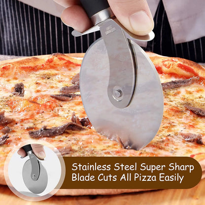 Pizza Cutter Wheel,  Food Grade Stainless Steel Super Sharp Pizza Cutter, Heavy Duty Pizza Slicer Wheel Cutter with Non Slip Handle and Finger Protector