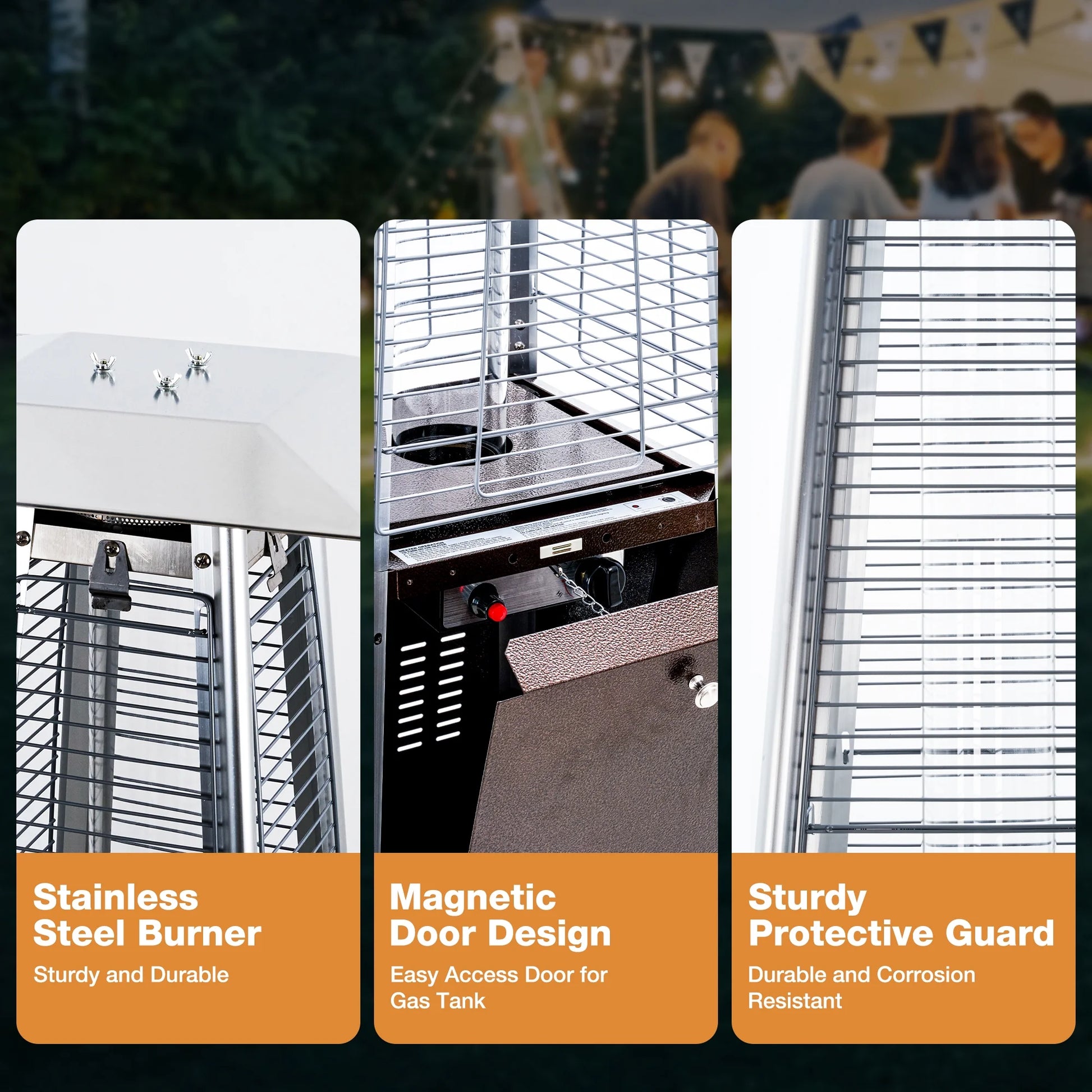 Patio Heater, 48000 BTU Outdoor Pyramid Patio Heater for Outdoor Use, Bronze