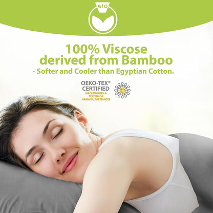 4Pcs - 100% Viscose Derived from Bamboo Sheets Full Size Sheets Set - Super Soft Viscose Bamboo Cooling Sheets for Hot Sleepers - up to 16’’ Deep Pocket - Luxury Series Full Sheet Set (S Gray)