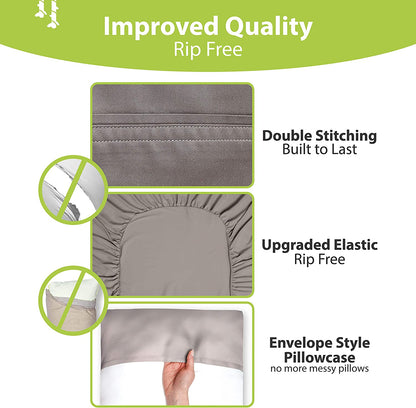 4Pcs - 100% Viscose Derived from Bamboo Sheets Full Size Sheets Set - Super Soft Viscose Bamboo Cooling Sheets for Hot Sleepers - up to 16’’ Deep Pocket - Luxury Series Full Sheet Set (S Gray)